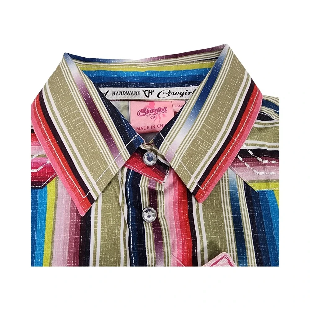 Cowgirl Hardware Toddler Girls Serape Stripe Western‎ Romper Horse 24M NWT